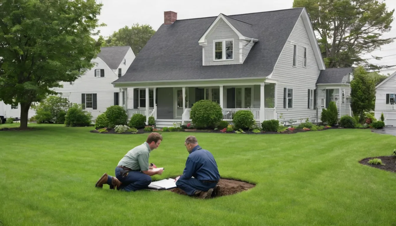 Independent provider talking with a homeowner near a septic access area at a home in the Shelton area